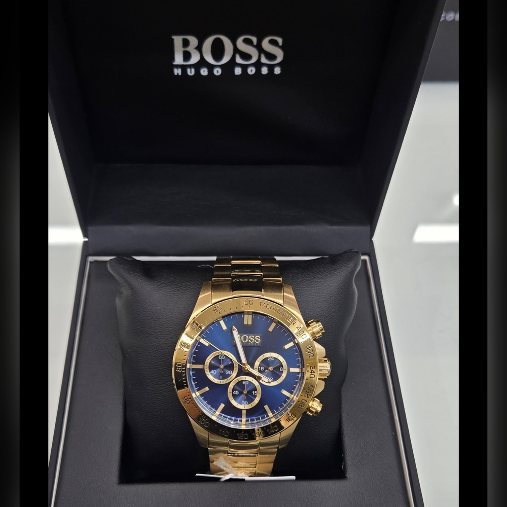 Hugo Boss Gold and Blue Chronograph Watch